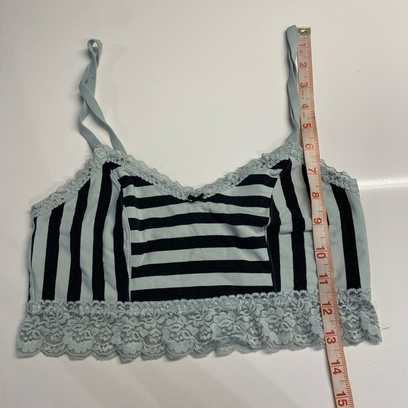 PINK Black and aqua lace striped bralette size medium - Picture 8 of 8
